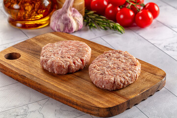 Raw minced meat cutlet for cooking