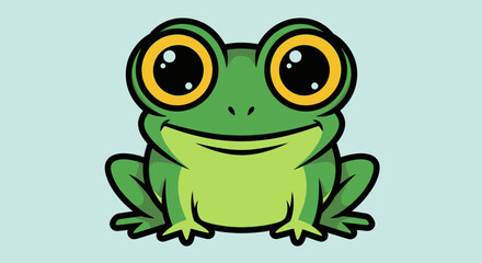 Adorable Cartoon Frog Sitting with Friendly Big Eyes in Bright Studio