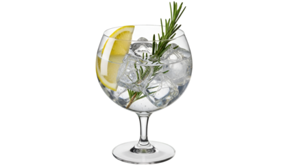 Gin Tonic Cocktail with Lemon and Rosemary drink beverage
