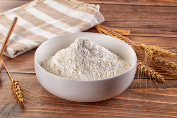White flour powder in the bowl