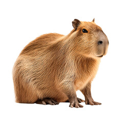Fototapeta premium A cute capybara rodent standing on a transparent background isolated on transparent background