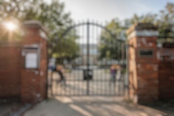 Abstract blur photo of school gate