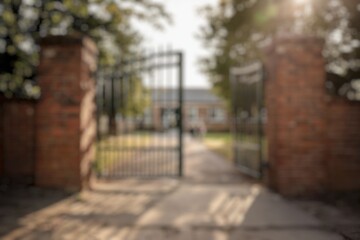 Abstract blur photo of school gate