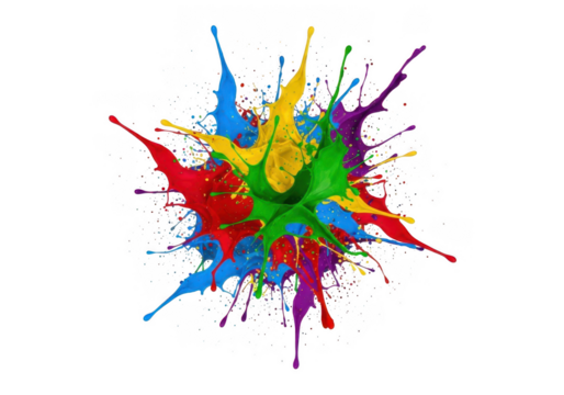 Colorful paint splash explosion isolated on transparent background