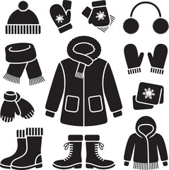 Winter Clothing and Accessories Vector Illustration for Cold Weather Fashion