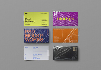 Business Card Mockup Set - Wrapped & Taped (6 Objects)