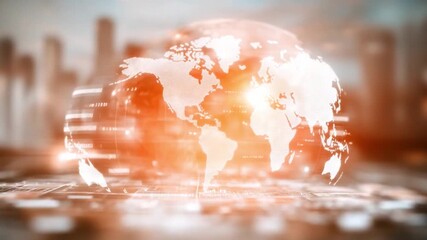 Global Network Visualization: A luminous, high-tech rendering of the earth, overlaid with interconnected data streams, showcasing the dynamic flow of global connectivity and digital communication. - Powered by Adobe