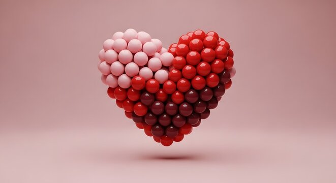 Heart shape formed from jelly beans on pink background for valentine s day