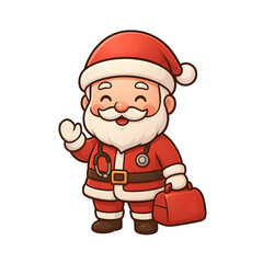 Santa Nurse Holding a Bag