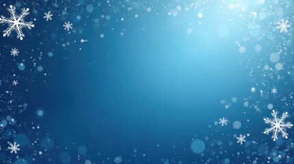 Blue silver business greeting card snowflakes clean typography vector banner