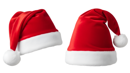 Two Red Santa Hats with White Trim christmas hat holiday