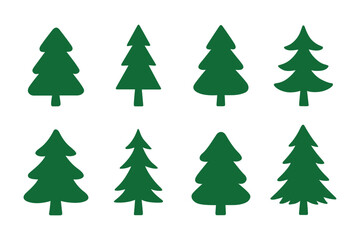 Versatile pine and fir tree silhouette vector pack for print and christmas holiday decoration.