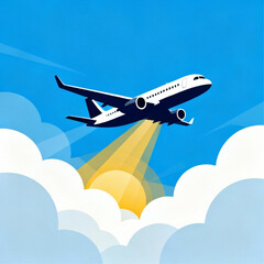 Modern Airplane Clouds Vector