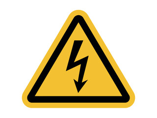 A yellow warning triangle with a black border and a black lightning bolt symbol inside indicating high voltage.