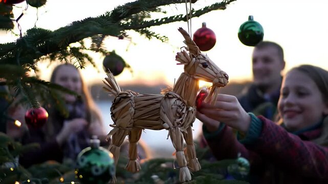Yule Goat Christmas Tree Decoration Family.