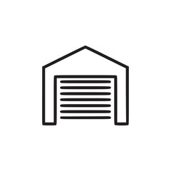 Isolated garage icon with horizontal lines depicting a closed door on a white background view