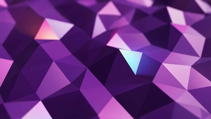 A mesmerizing abstract geometric background radiates purple hues with swirling triangles, amidst which bursts of bright light illuminate pink and blue shapes, creating a striking visual contrast.