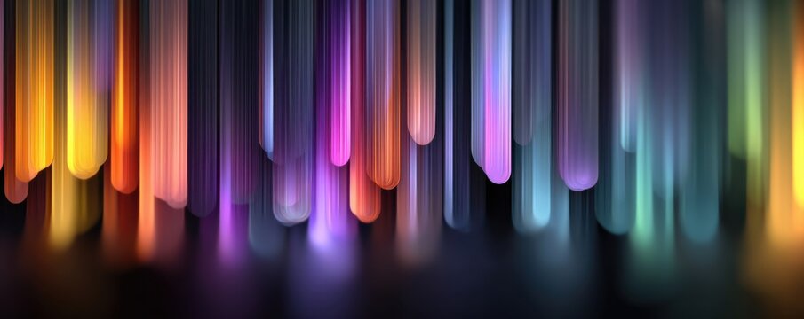 Vibrant abstract gradient background with vertical neon lines in purple, blue, and orange tones