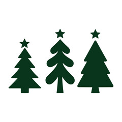 Obraz premium Minimalist Christmas Tree with Stars – Festive Holiday Icons for Decorations and Winter Designs
