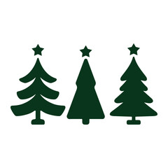 Fototapeta premium Minimalist Christmas Tree with Stars – Festive Holiday Icons for Decorations and Winter Designs
