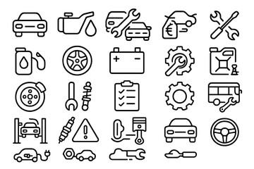 Essential maintenance tools and vehicle parts for automotive service and repair