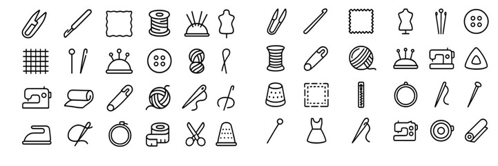 Tailoring and sewing equipment set including needles, thread, scissors, and measuring tape