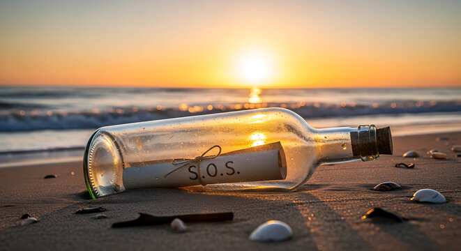 SOS message bottle found at golden hour