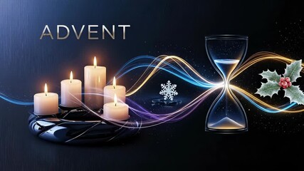 Celebrate the Advent season with this beautiful sequence. Candles burn brightly, an hourglass marks time, and holly adds a touch of festive cheer for a reflective video advent