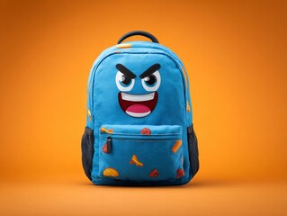 Colorful School Backpack with Expressive Cartoon Mascot