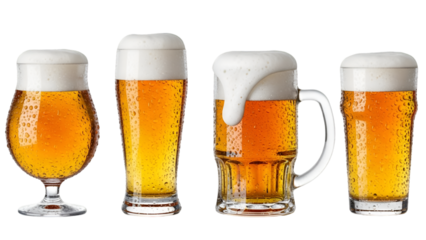 Four Different Beer Glasses Filled with Lager graphic