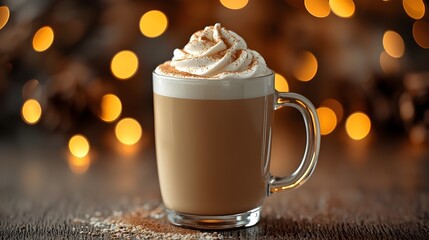 Cozy Creamy Holiday Coffee with Warm Christmas Lights