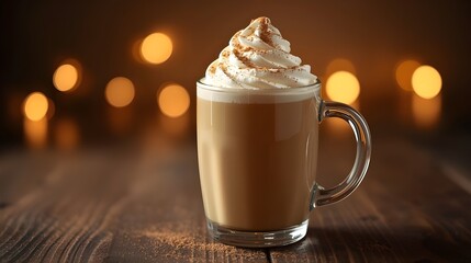 Cozy Creamy Holiday Coffee with Warm Christmas Lights