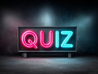 Neon Quiz Sign with Vibrant Colors and Glowing Effects