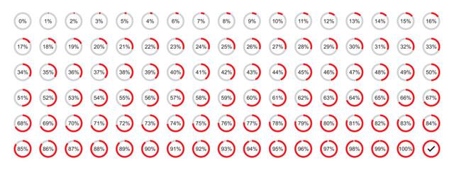 infographic and Progress, download, and upload, percentage meter with scale from 5 to 100. Vector