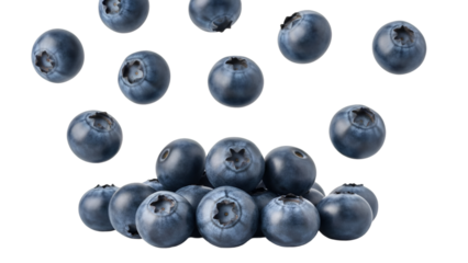 Pile of Fresh Blueberries Falling and Grouped Keywords: Blueberry, fruit, berries, blue, round