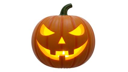 Glowing Jack-o'-lantern Halloween Pumpkin with Carved Face