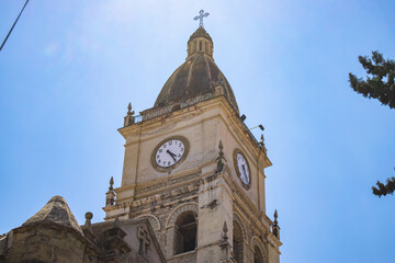 Cochabamba church clock tower against clear sky