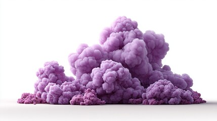 Relaxing purple cloud formation on white background