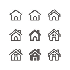 Stylized dark house showcases windows, door, chimney, and unique roof design on white background