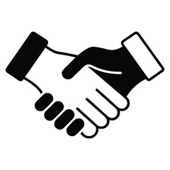 Two hands are clasped together in a gray handshake symbol for agreement
