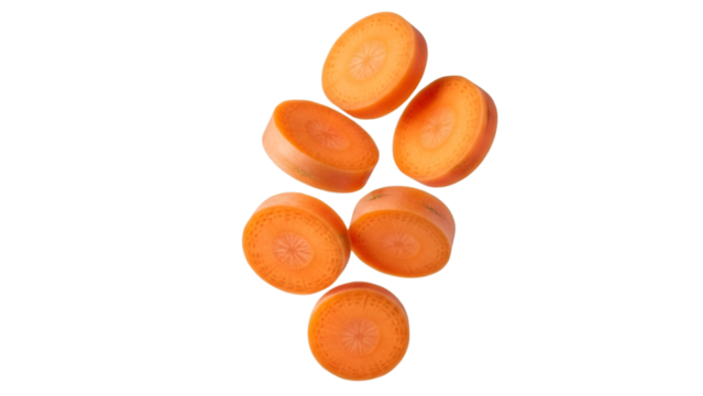 Sliced Carrots Falling Against a Black Background vegetable