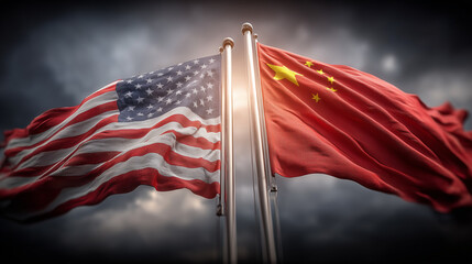 Semiconductor Technology War and Microchip Rivalry Between China and USA Concept