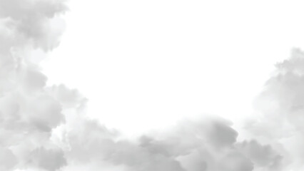 Realistic fog grey soft cloudscape isolated overlay on transparent background