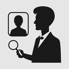 Reviewing job candidate portfolio with professional mood recruitment