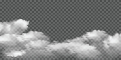 Realistic fog or smoke cloudy overlay effect on a transparent background