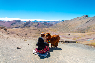 panoramic views of rainbow mountain in Peru