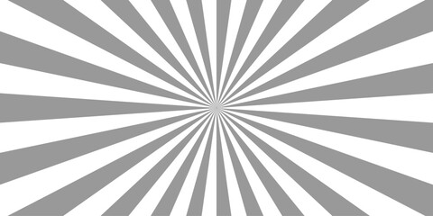 Retro white and gray abstract explosion vintage ray sunrise star sunbeam texture background. vector illustration circle light banner cartoon add design.	