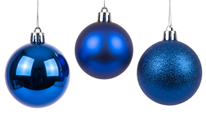 Three Blue Christmas Ornaments Hanging bauble decoration