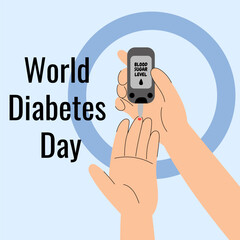 World Diabetes Day Awareness. World Diabetes Day showing a blood glucose test. Ideal for medical awareness campaigns, healthcare articles, posters, apps, clinics and educational materials.