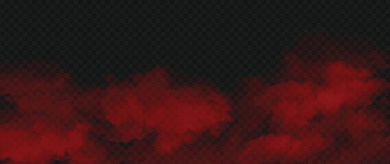 Realistic smooth red swirling smoke layout on transparent background